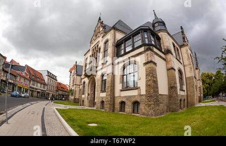 Patrimonio Mondiale UNESCO Città Quedlinburg, Montagne Harz, Sassonia-Anhalt, Germania Foto Stock