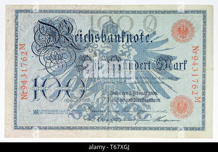 Dieci cento Reichsmark, 1908, lato anteriore Foto Stock