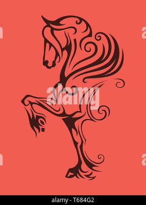 Pegaso cavallo alato. Immagine vettoriale di Pegasus in stile tribale. Illustrazione Vettoriale