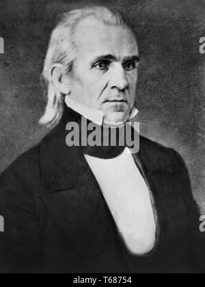 Stati Uniti Presidente James Polk K. (1795-1849), Half-Length ritratto, riproduzione da una Daguerreotype dal 1849 Foto Stock