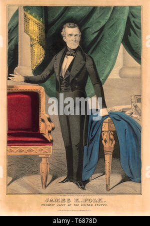 James K. Polk, Presidente eletto degli Stati Uniti, litografia, N. Currier 1844 Foto Stock