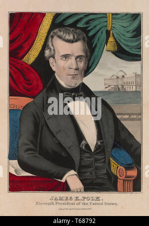 James K. Polk, undicesimo presidente degli Stati Uniti, litografia e pubblicato da N. Currier 1846 Foto Stock