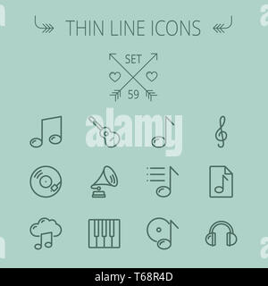 Musica e intrattenimento linea sottile icona impostare Foto Stock