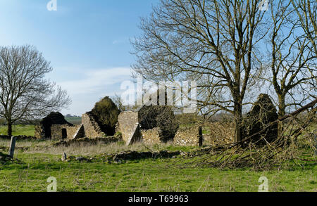 Azienda abbandonata edifici, Certosa, Mendip Hills, Somerset, Regno Unito Foto Stock