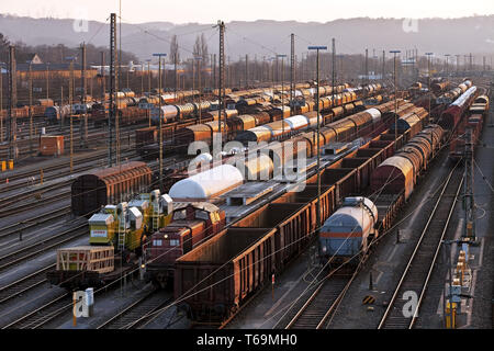 La formazione del treno cantiere Vorhalle, Hagen, zona della Ruhr, Nord Rhine-Westphalian, Germania Foto Stock