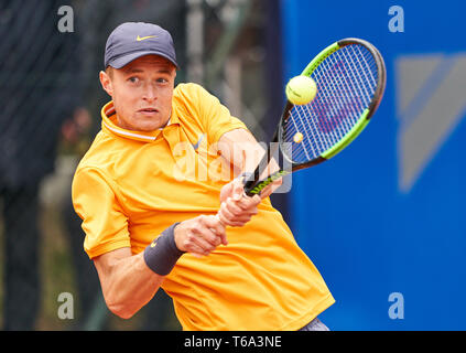 Monaco di Baviera, Germania. 30 apr, 2019. Rudolf MOLLERKER (GER) in azione nella sua partita contro Marius COPIL . Molleker ha vinto 7-6,4-6,6-4 presso il Tennis BMW internazionale aperto da FWU, ATP a Monaco di Baviera, Aprile 30, 2019. Credito: Peter Schatz/Alamy Live News Foto Stock