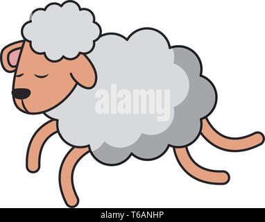 Sheeping jumping cartoon isolato Illustrazione Vettoriale