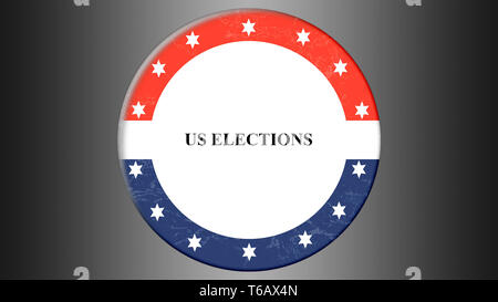Illustrazione banner con forma rotonda bandiera americana. Presidental elezione negli Stati Uniti. Foto Stock