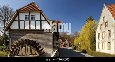 Mulino ad acqua e monastero Vinnenberg, Warendorf, Muensterland, Nord Reno-Westfalia, Germania Foto Stock