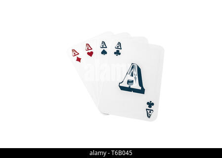 Set di carte da poker con quattro diverse aces Foto Stock