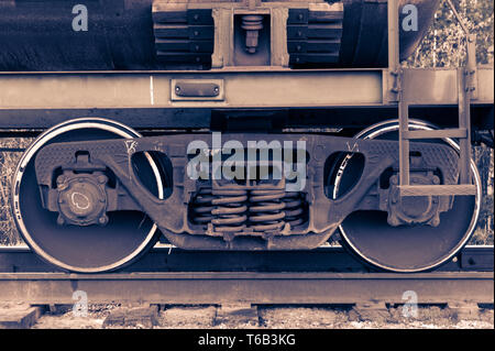 Coppia di ruote del treno. Foto Stock