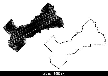 Fresno County, California (contee della California, Stati Uniti d'America,USA, Stati Uniti, US) mappa illustrazione vettoriale, scribble schizzo Fresno mappa Illustrazione Vettoriale