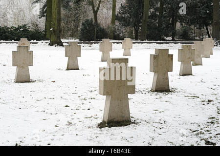 Croci per soldati sconosciuto in un cimitero in Magdeburg Foto Stock