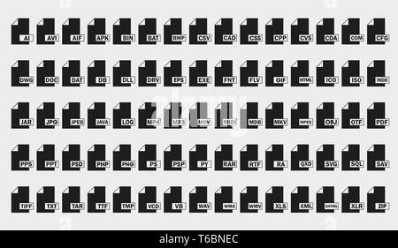 File di formato diverso icona impostare Illustrazione Vettoriale