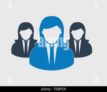 Il team aziendale e la relativa icona. I dipendenti dietro il leader. Illustrazione Vettoriale