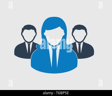 Il team aziendale e la relativa icona. I dipendenti dietro il leader. Illustrazione Vettoriale