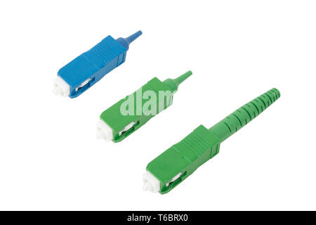 SC connettori a fibra ottica isolata Foto Stock