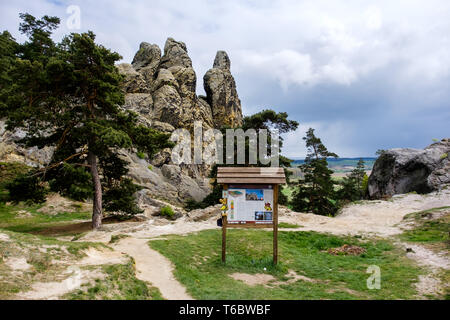 Formazione di roccia Teufelsmauer, Montagne Harz, Germania Foto Stock