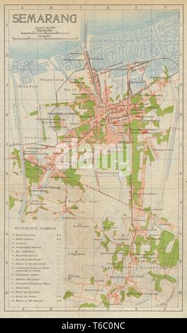 Semarang antica città pianta della città. Java centrale. Indonesia 1920 mappa vecchia Foto Stock