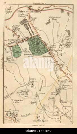 BRENT. Stanmore,Elstree,Edgware,Kenton,Wembley,Colindale,Kingsbury 1811 mappa Foto Stock
