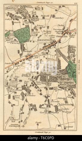 BRENTWOOD. Upminster, piccolo/grande Warley, Childerditch, Shenfield 1811 mappa Foto Stock