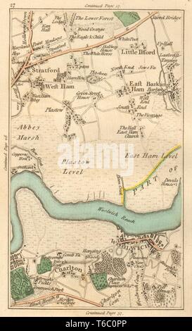 WOOLWICH. Greenwich,Stratford,Ovest/Est prosciutto,Charlton,Barking,Plaistow 1811 mappa Foto Stock