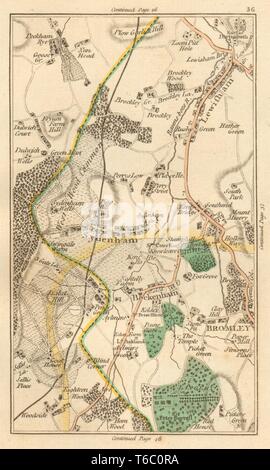 LEWISHAM. Sydenham,Beckenham,Bromley,Penge,Catford,Bellingham,Peckham 1811 mappa Foto Stock