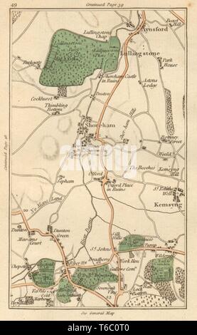 SEVENOAKS. Riverhead,Eynsford,Lullingstone,Shoreham,Kemsing,Otford 1811 mappa Foto Stock