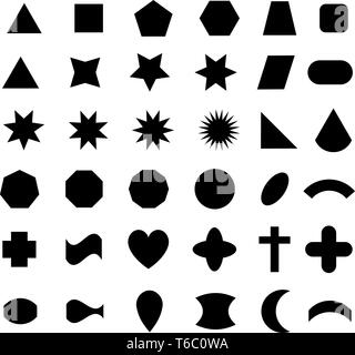 Set di nero di geometrico. Forme geometriche impostate vettore. Illustrazione Vettoriale