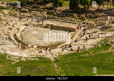 Atene, Grecia - Teatro di Dionysis all'Acropoli il 25 ottobre 2018 in Grecia. Foto Stock