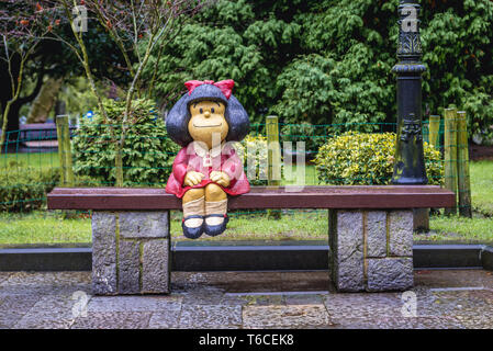 Statua di Mafalda disegnato da Pablo Irrgang in San Francisco Park in Oviedo Nella regione delle Asturie, Spagna Foto Stock