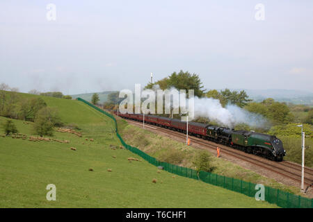 RYTC Gran Bretagna bolina Steam Railway tour sulla linea principale della costa occidentale vicino a Grayrigg in Cumbria 30 aprile 2019 doppia da locos 60009 e 44871. Foto Stock