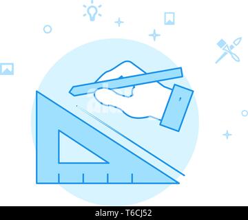 Designer e architetto piatto icona Vettore. Design e creatività illustrazione. Luminoso appartamento stile. Blue Design monocromatico. Corsa modificabile. Regolare la linea pesare Illustrazione Vettoriale