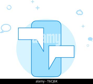 Mobile Chat piatto icona Vettore. Il dialogo e la comunicazione illustrazione. Luminoso appartamento stile. Blue Design monocromatico. Corsa modificabile. Regolare il peso della linea. Illustrazione Vettoriale