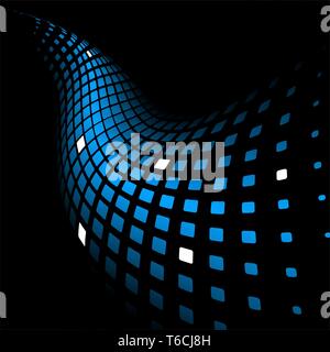 3d dinamica astratto sfondo blu su nero Illustrazione Vettoriale