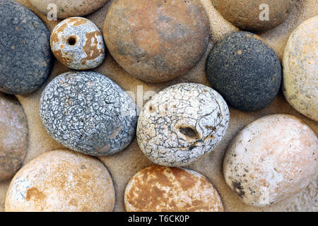 Una collezione di tondo di granelli di sabbia Foto Stock