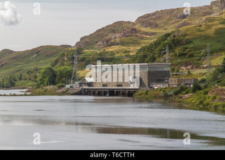 Ffestiniog Power Station e tan-y-Grisiau serbatoio vicino Bleneau Ffestiniog, Galles. Foto Stock