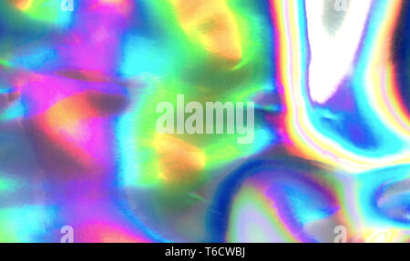 Abstract neon olografico banner sfondo con copia spazio. Carta da parati con gradiente di ologramma. Imitazione di liquido Foto Stock