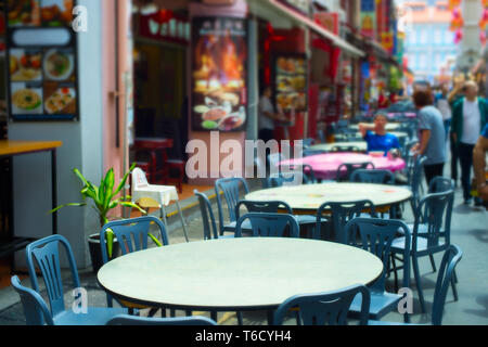 Street restaurant le tabelle. Singapore Chinatown Foto Stock