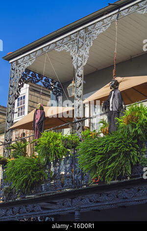 Nuova Orlean balcone decorate per Halloween Foto Stock