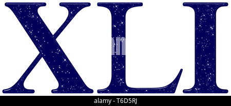 Numero romano 41, Forty One, star sky texture imitazione, isolato su sfondo bianco, 3D render Foto Stock
