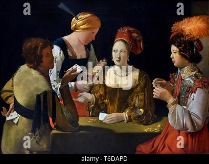 Le Tricheur à l'come de carreau - Il Trickster a Ace di diamanti - Il Cheat 1635-1638, Georges de La Tour 1593 - 1652, francia, francese, Foto Stock