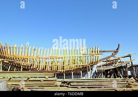 Costruzione della nave in legno essaouira marocco Foto Stock