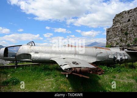 Lockheed T-33 shooting star aeromobile visualizzati aat il Museo delle Armi presso il castello di Argirocastro Albania Foto Stock