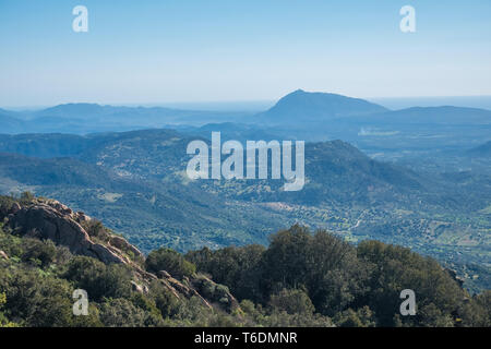 Le splendide vedute dal Monte Ortobene (Monte Ortobene) nella provincia di Nuoro, nel centro della Sardegna, Italia, vicino alla città di Nuoro. Foto Stock