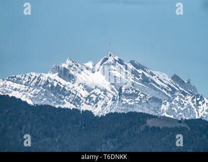 Vertice dell'iconico Santis mountain, Alpi Svizzere Foto Stock