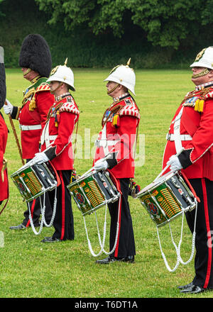 Regno Unito, Cardiff - 09 Giugno 2018 - Banda di Welsh Guards prendendo parte alla festa di compleanno per la Regina Elisabetta II - i tamburi Foto Stock