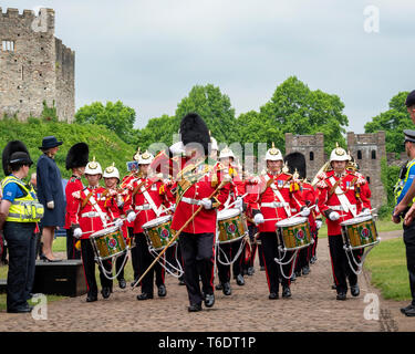 Regno Unito, Cardiff - 09 Giugno 2018 - la banda del Royal Welsh prendendo parte nella gazzetta festa di compleanno per la Regina Elisabetta II - i tamburi Foto Stock