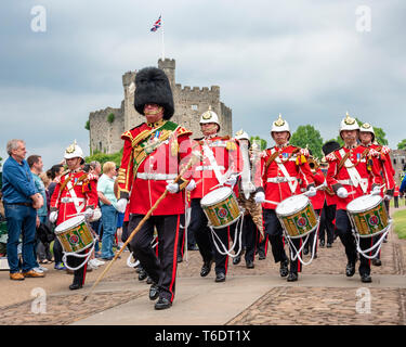 Regno Unito, Cardiff - 09 Giugno 2018 - la banda del Royal Welsh prendendo parte nella gazzetta festa di compleanno per la Regina Elisabetta II - i tamburi Foto Stock