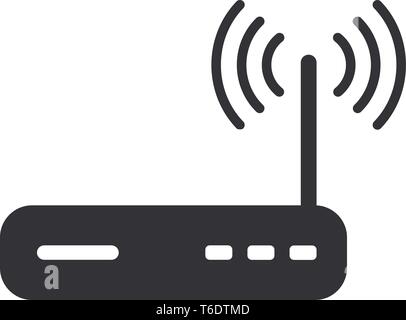 Router Internet o dispositivo modem con wifi segnale icona simbolo Illustrazione Vettoriale